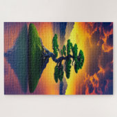 Bonsai-boom in de Sunset Jigzaag Puzzle Legpuzzel (Horizontaal)