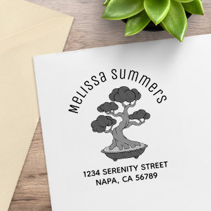 Bonsai Boom in een Bak Arch Adres, Gegraveerd Rubberstempel