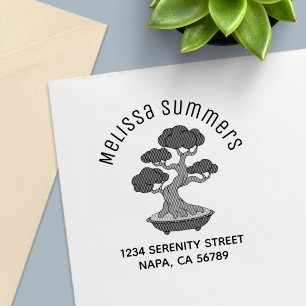 Bonsai Boom in een Bak Arch Adres, Gegraveerd Zelfinktende Stempel