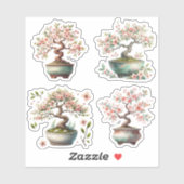 Bonsai-boom in een elegante keramische pot sticker (Vel)
