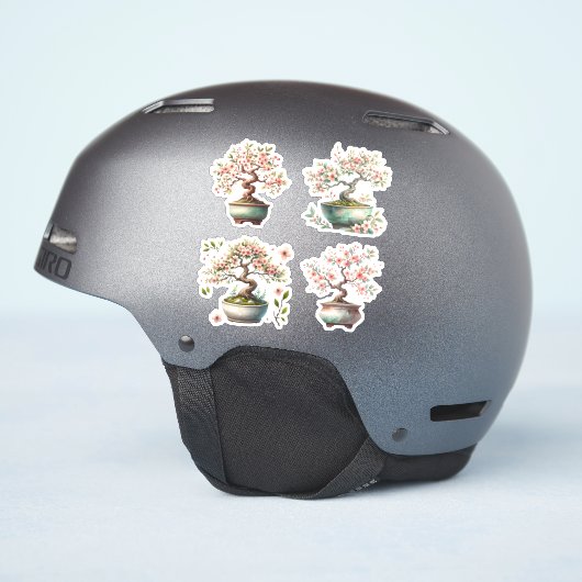 Bonsai-boom in een elegante keramische pot sticker (Helm Zijkant)