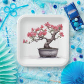 Bonsai boom in pot papieren bordje (Feest)