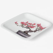 Bonsai boom in pot papieren bordje (Gebogen)