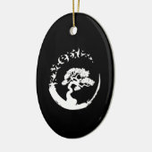 bonsai boom japans enso cirkel vogels lange mouw keramisch ornament (Links)