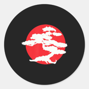 Bonsai-boom met Red Sun Japans Karate Zen Ronde Sticker