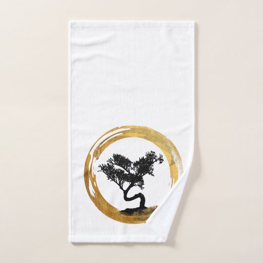 Bonsai Boom. Zen Enso Circl Feng Shui Calligraphy Bad Handdoek (Handdoek)