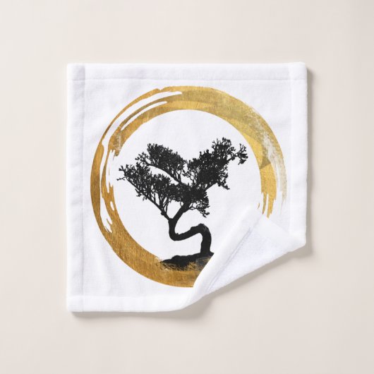 Bonsai Boom. Zen Enso Circl Feng Shui Calligraphy Bad Handdoek (Wasdoekje)
