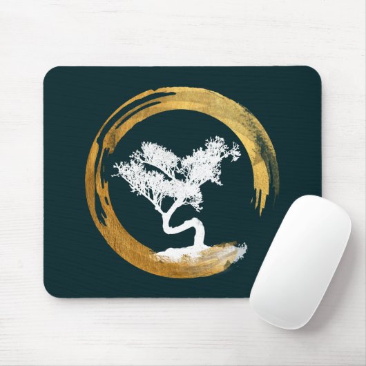 Bonsai Boom. Zen Enso Circl Feng Shui Calligraphy Muismat (Met muis)