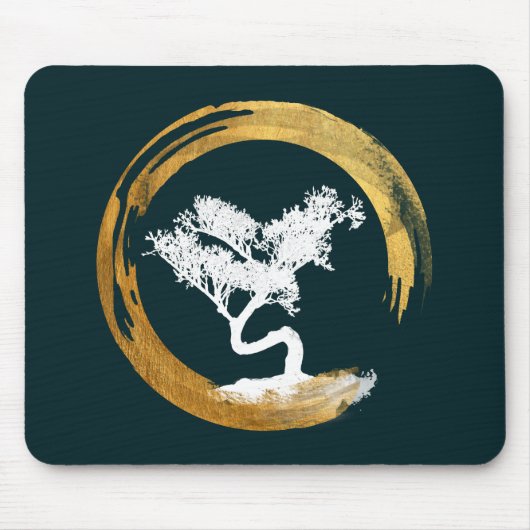 Bonsai Boom. Zen Enso Circl Feng Shui Calligraphy Muismat (Voorkant)