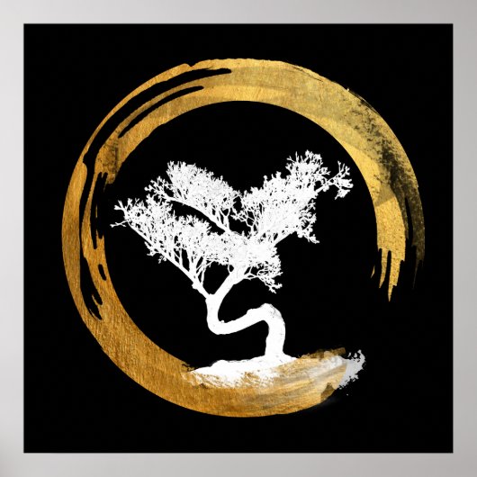 Bonsai Boom. Zen Enso Circl Feng Shui Calligraphy Poster (Voorkant)