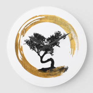 Bonsai Boom. Zen Enso Circle Waterverf Art. Grote Klok