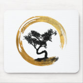 Bonsai Boom. Zen Enso Circle Waterverf Art. Muismat (Voorkant)