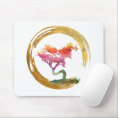 Bonsai Boom. Zen Enso Circle Waterverf Art. Muismat (Met muis)
