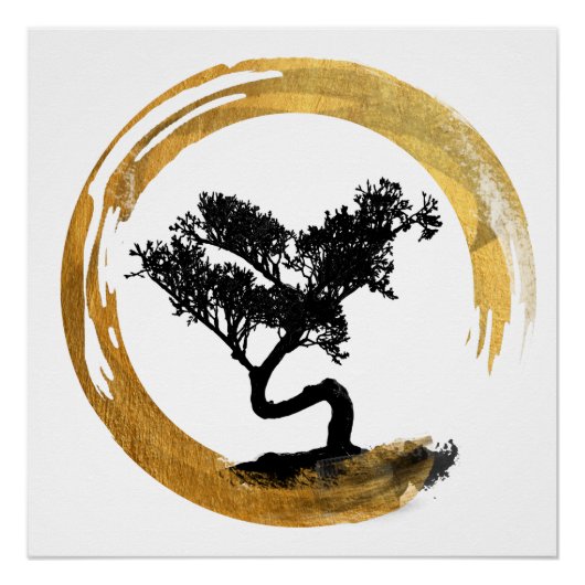 Bonsai Boom. Zen Enso Circle Waterverf Art. Perfect Poster (Voorkant)