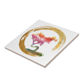 Bonsai Boom. Zen Enso Circle Waterverf Art. Tegeltje (Zijkant)