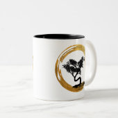 Bonsai Boom. Zen Enso Circle Waterverf Art. Tweekleurige Koffiemok (Voorkant rechts)