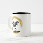 Bonsai Boom. Zen Enso Circle Waterverf Art. Tweekleurige Koffiemok (Voorkant links)