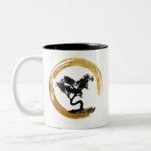 Bonsai Boom. Zen Enso Circle Waterverf Art. Tweekleurige Koffiemok (Links)