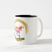 Bonsai Boom. Zen Enso Circle Waterverf Art. Tweekleurige Koffiemok (Voorkant rechts)