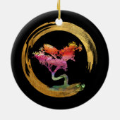 Bonsai Boom. Zen Enso Circle Waterverf Feng Shui Keramisch Ornament (Achterkant)