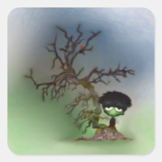 Bonsai Boy Vierkante Sticker (Voorkant)