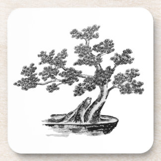 Bonsai - Chinese Stijl - zwart en wit Bier Onderzetter