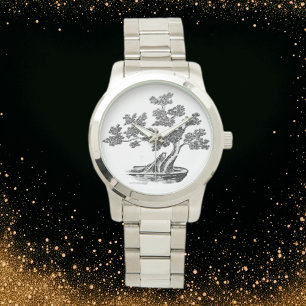 Bonsai - Chinese stijl - zwart en wit Horloge