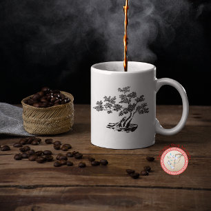 Bonsai - Chinese Stijl - zwart en wit Tweekleurige Koffiemok