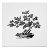 Bonsai - Chinese stijl - zwart-wit Perfect Poster (Voorkant)