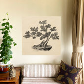 Bonsai - Chinese stijl - zwart-wit Perfect Poster