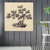 Bonsai - Chinese stijl - zwart-wit Poster