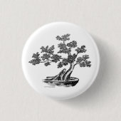 Bonsai - Chinese stijl - zwart-wit Ronde Button 3,2 Cm (Voorkant)