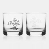 Bonsai - Chinese stijl - zwart-wit Whisky Glas (Voorkant)