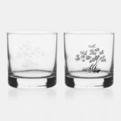 Bonsai - Chinese stijl - zwart-wit Whisky Glas (Achterkant)