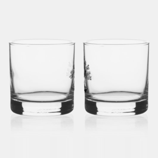 Bonsai - Chinese stijl - zwart-wit Whisky Glas (Rechts)