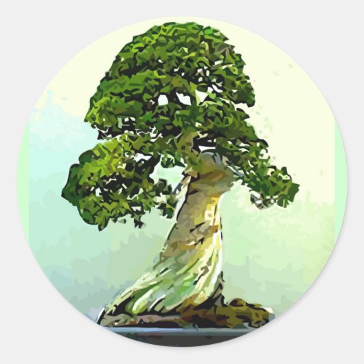 Bonsai Cypress-boom Ronde Sticker (Voorkant)