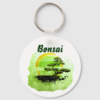 Bonsai  Grafisch, Groene Versie met tekst Sleutelhanger