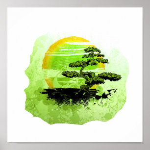 Bonsai  Grafisch, Groene Versie Poster