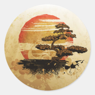 Bonsai in de zon ronde sticker