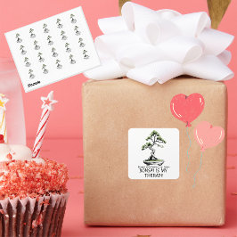 Bonsai is My Therapy funny quote for bonsai lovers Vierkante Sticker