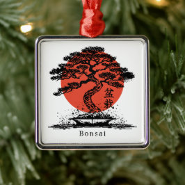 Bonsai Japans Kanji gepersonaliseerd Metalen Ornament