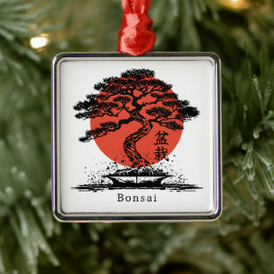 Bonsai Japans Kanji gepersonaliseerd Metalen Ornament