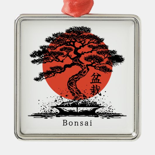 Bonsai Japans Kanji gepersonaliseerd Metalen Ornament (Voorkant)
