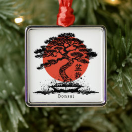 Bonsai Japans Kanji gepersonaliseerd Metalen Ornament