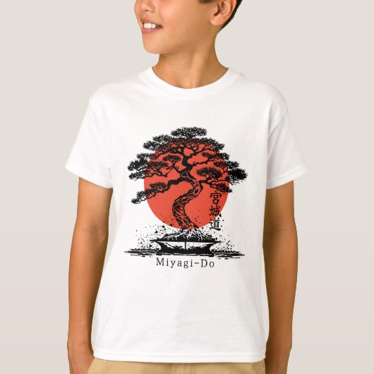 Bonsai Japans Kanji Miyagi Do gepersonaliseerd T-shirt (Voorkant)