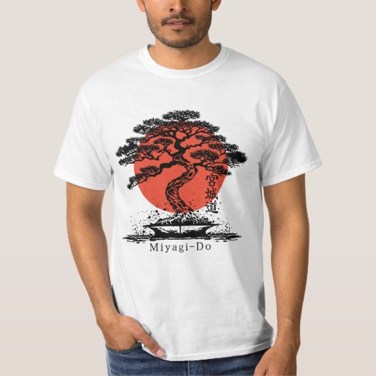 Bonsai Japans Kanji Miyagi Do gepersonaliseerd T-shirt (Voorkant)