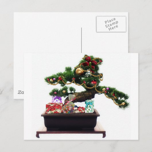 Bonsai kerstboom feestdagenkaart (Voorkant / Achterkant)