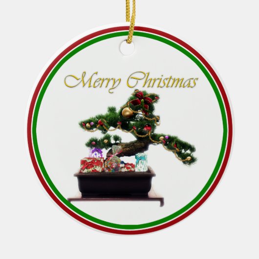 Bonsai Kerstboom Keramisch Ornament (Voorkant)