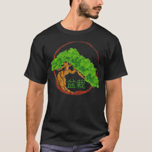Bonsai Miniatuur Bomen Kanji Japans Schrijven Gard T-shirt