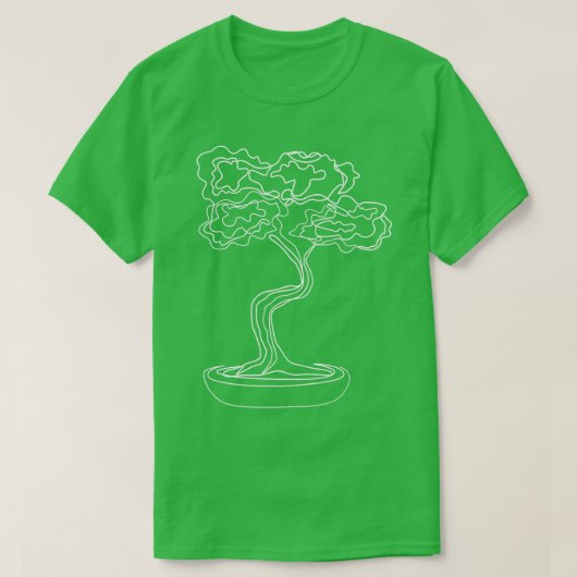 Bonsai Motif Handtekening Zen Lijn Kunsttekening T-shirt (Design voorkant)